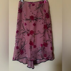 Di Vita Floral Velvet Burnt Out Midi Skirt with Rose Print